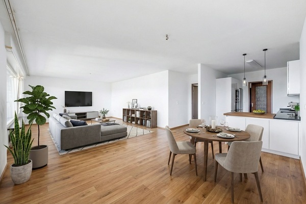 Wohn-Essbereich mit KI renoviert 