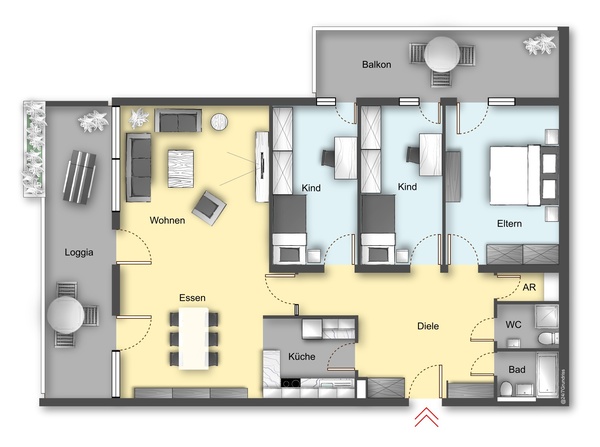 Grundriss 4 Zimmer Wohnung